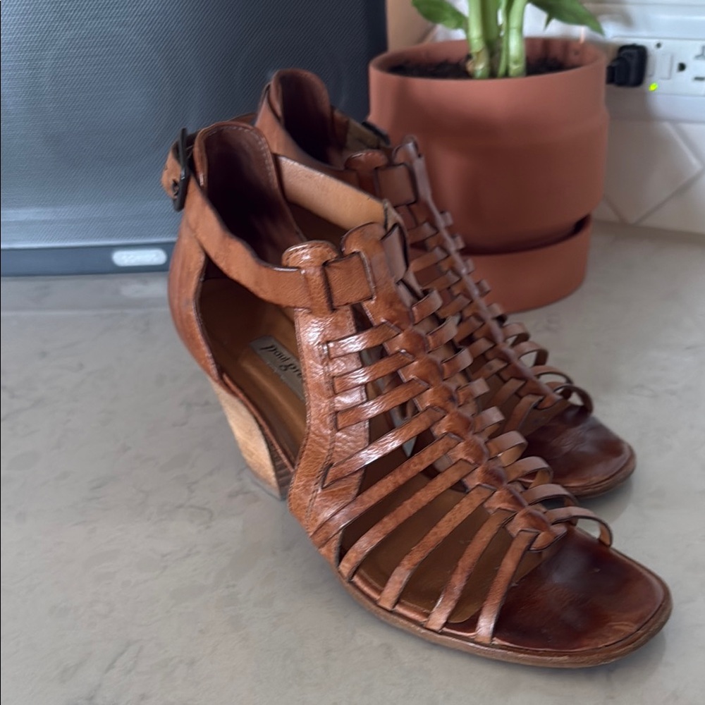 Paul Green Brown Leather Wedge Shoes